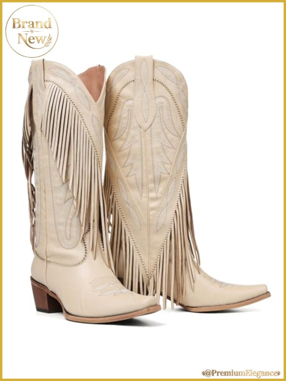 Women's Fringe Cowboy Boots Knee High Faux Leather Western Boots